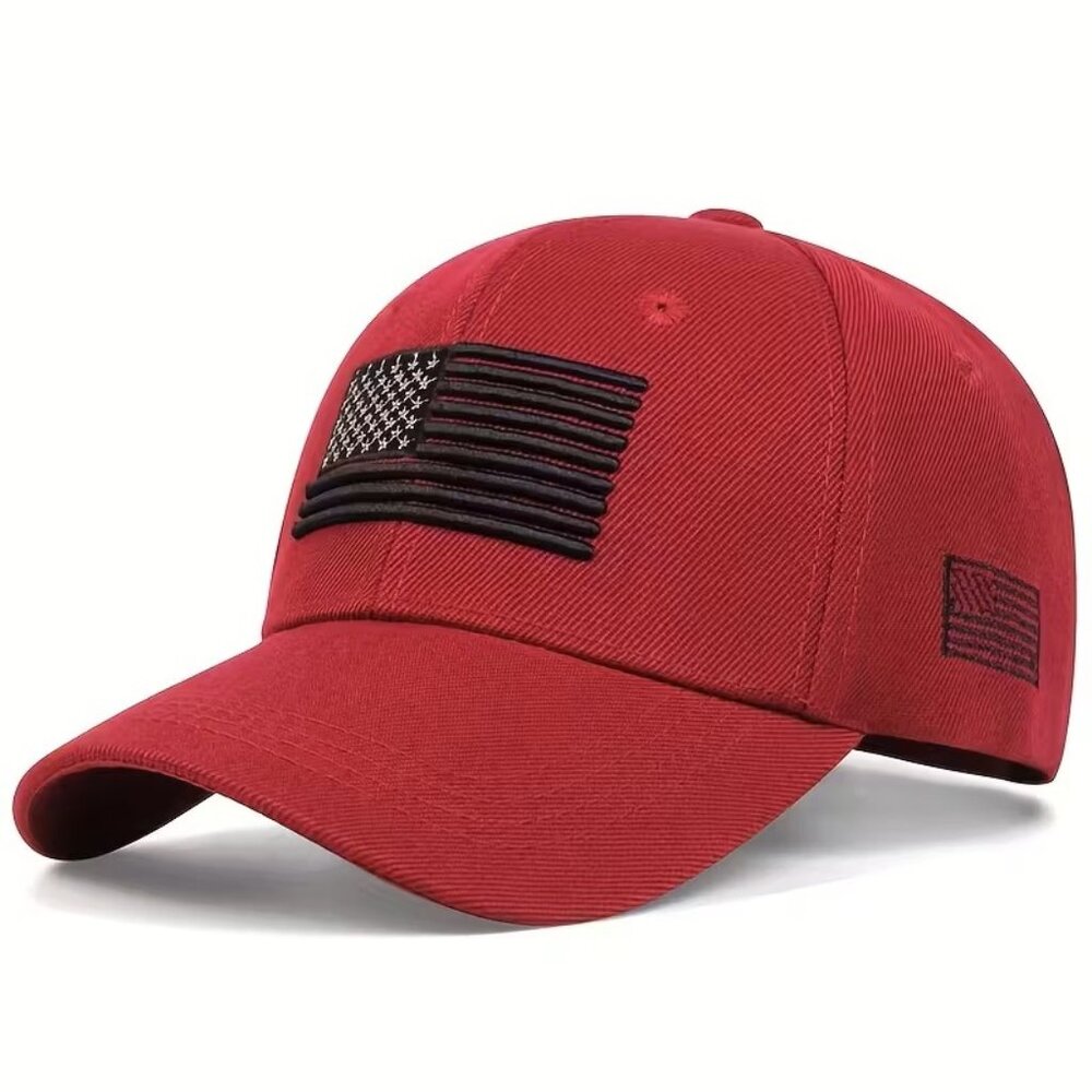 Red Patriotic USA Flag Hat Tactical Baseball Cap Adjustable Embroidered Gift